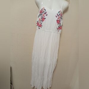 White and Pink Halter Maxi Sundress for Wedding Guest